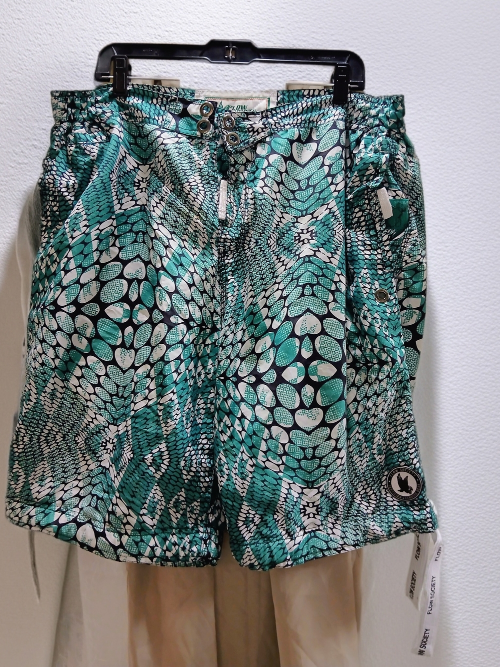 Mens Society Teal and White Patterned Bermudas